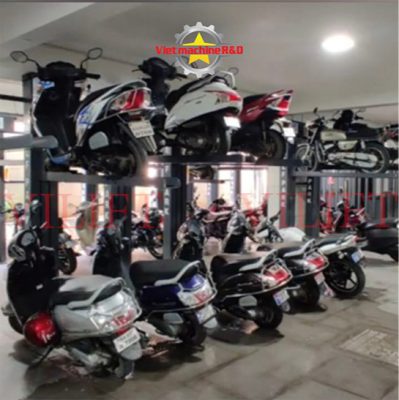 cầu nâng hạ xe máy bãi đổ xe máy 2 tầng